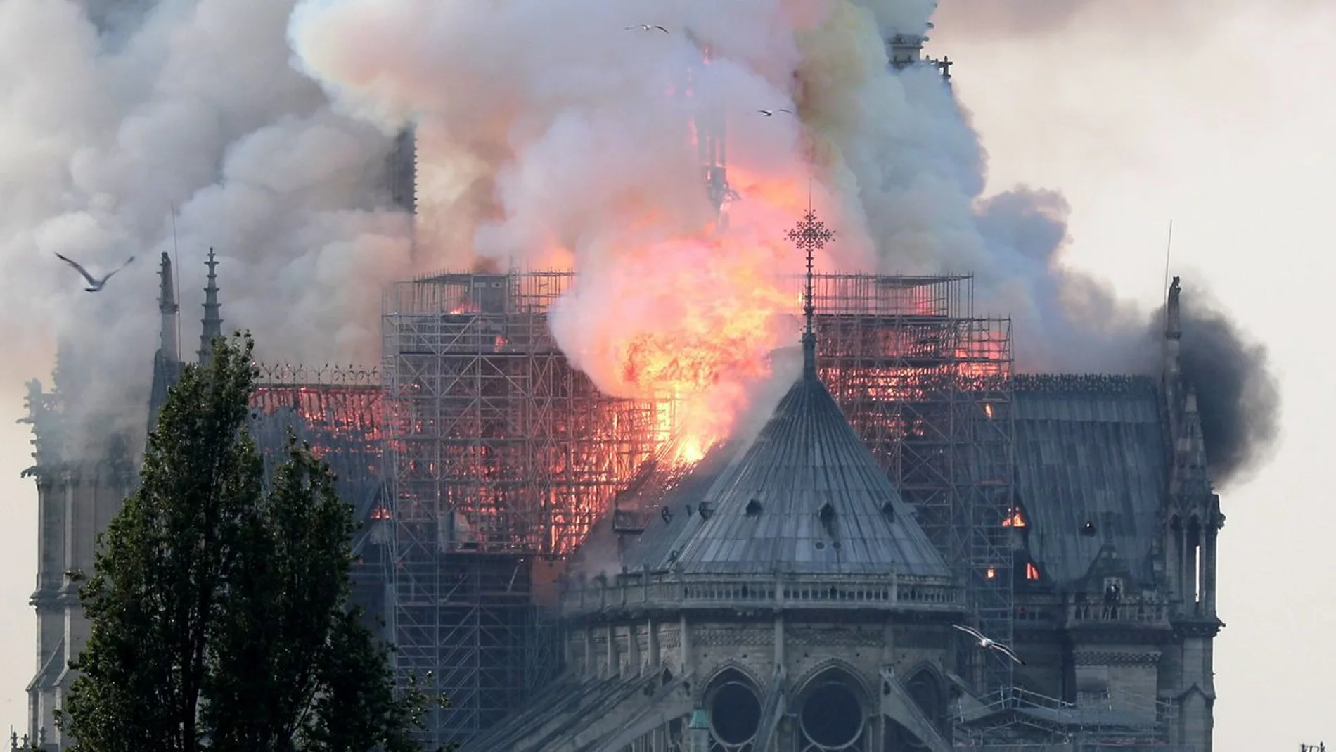 El incendio en la catedral de Notre Dame el pasado 15 de abril / Efe