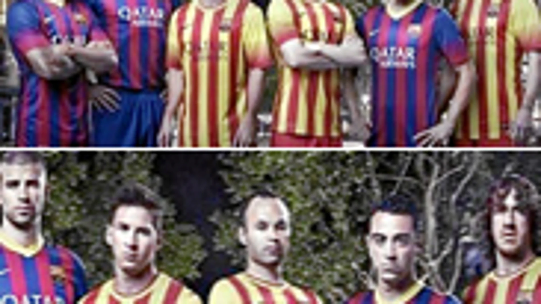 El Barça subió ayer una foto a Instagram (abajo) en la que recortaba a Thiago respecto a la original (arriba), lo que generó muchos rumores sobre el futuro del jugador