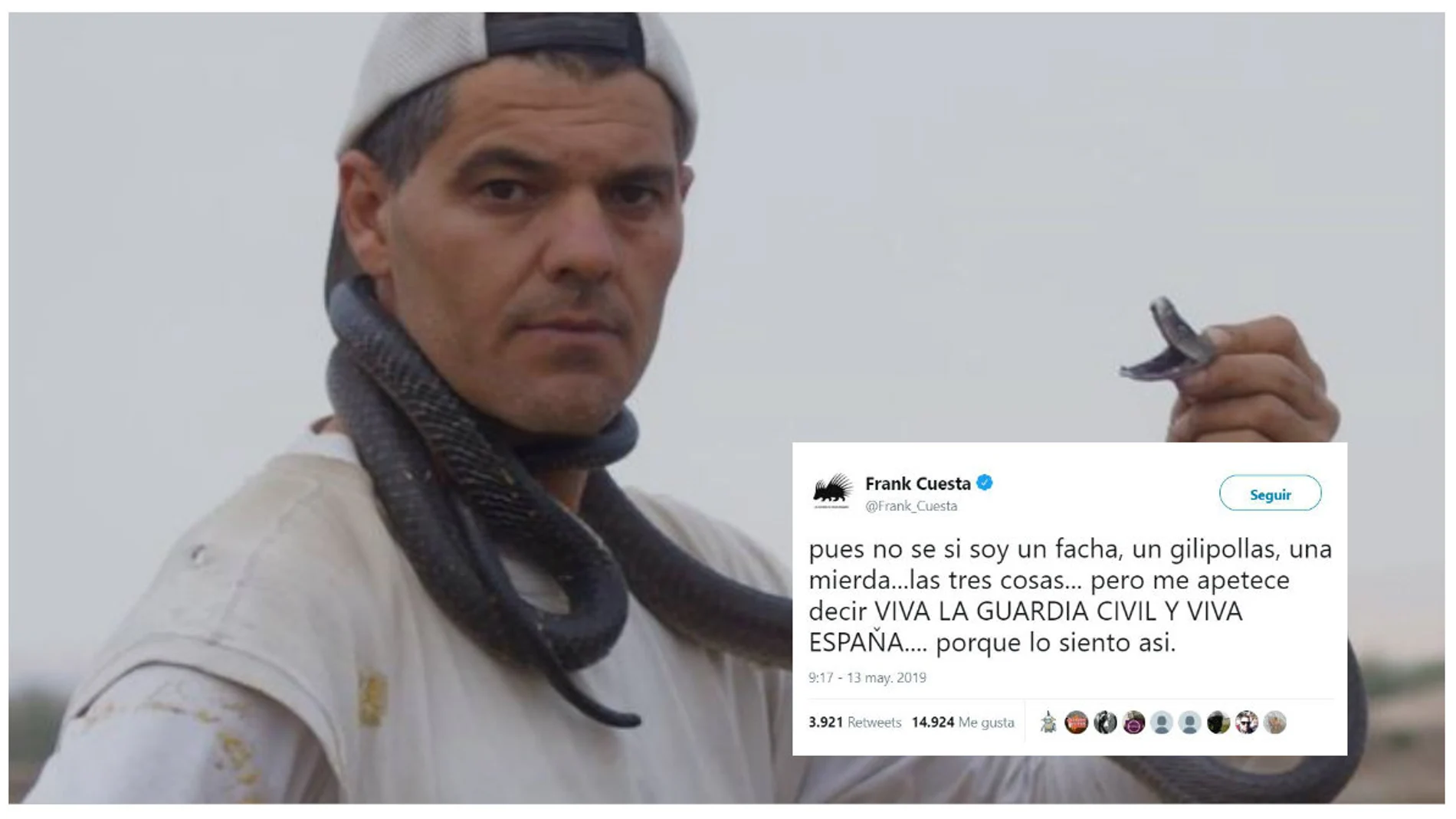 El mensaje de Frank Cuesta a la Guardia Civil aplaudido en Twitter