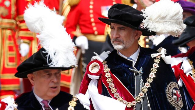 El rey Felipe VI, tras ser investido nuevo caballero de la Orden de la Jarretera/Efe
