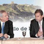 El presidente de la Comunidad y del Comité de las Regiones, Ramón Luis Valcárcel, y el comisario de Política Regional de la UE, Johannes Hahn, ayer en Lorca