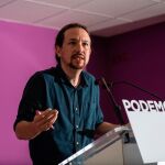 El líder de Podemos, Pablo Iglesias, esta mañana