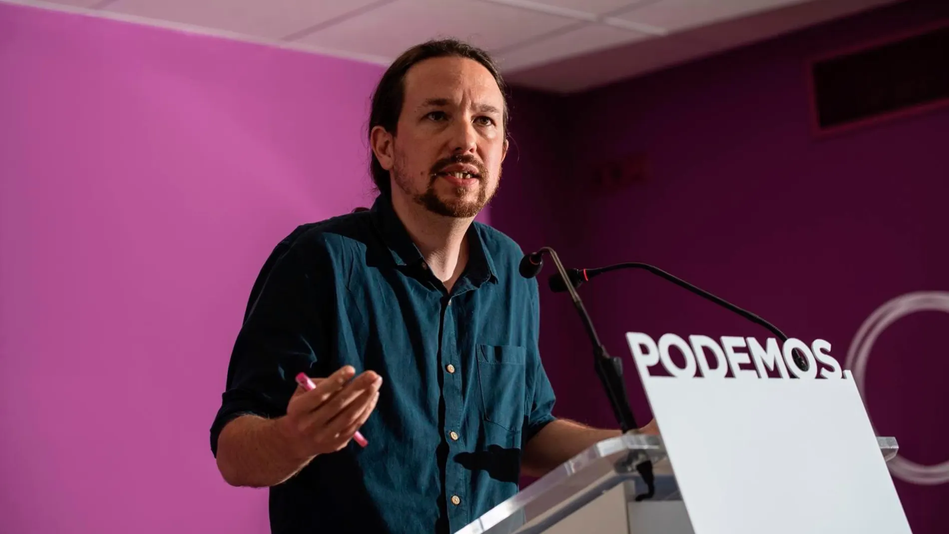 El líder de Podemos, Pablo Iglesias, esta mañana