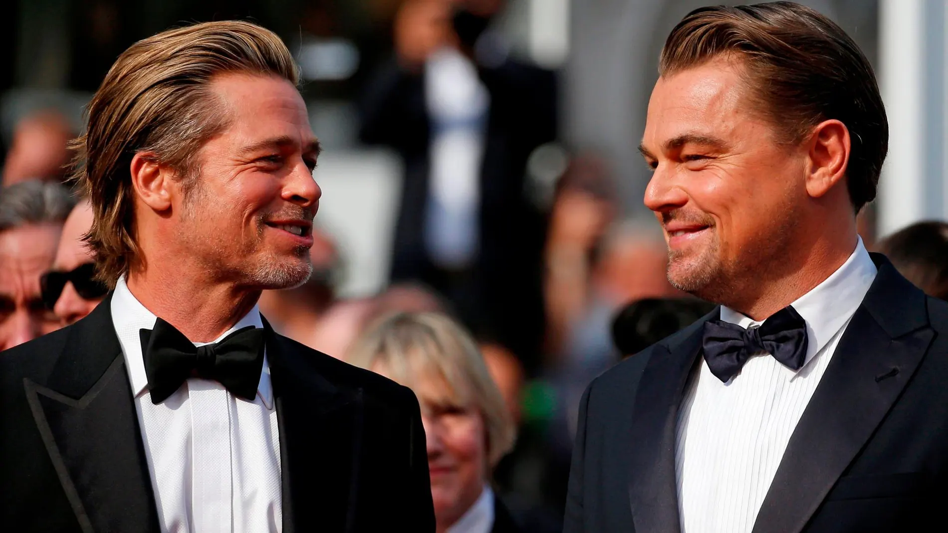 Leonardo DiCaprio y Brad Pitt posan para los medios durante la presentación de la película "Once Upon a Time in Hollywood"/ Foto: Efe