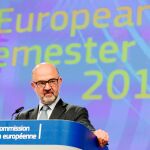 El comisario de Asuntos Económicos, Pierre Moscovici, ayer, en Bruselas