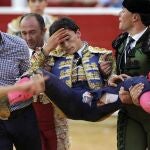 Filiberto, en el momento del traslado a la enfermería