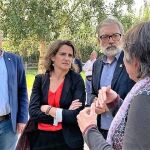 La ministra de Transición Ecológica, Teresa Ribera (PSOE), junto al alcalde de Lérida, Fèlix Larrosa (PSC)