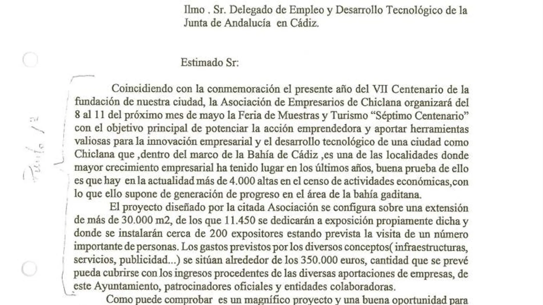 Fechada en 2003. Solicitud de la ayuda a la Junta firmada por Manuel Jiménez Barrios