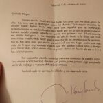 La carta que Diego San José recibió de Chicho Ibáñez