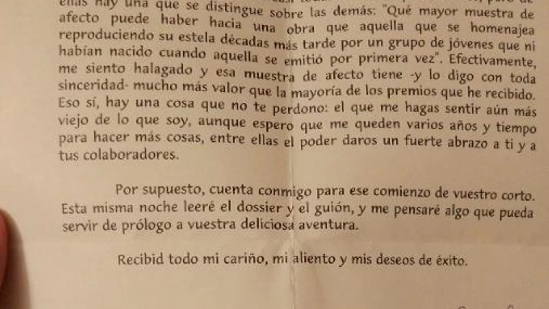 La carta que Diego San José recibió de Chicho Ibáñez