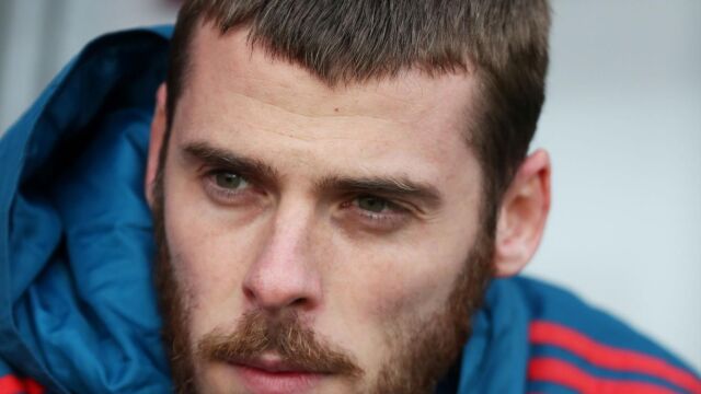 David De Gea en el banquillo durante el partido contra las Islas Feroe