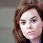 Soraya Sáenz de Santamaría, hoy, en la rueda de prensa posterior al Consejo de Ministros