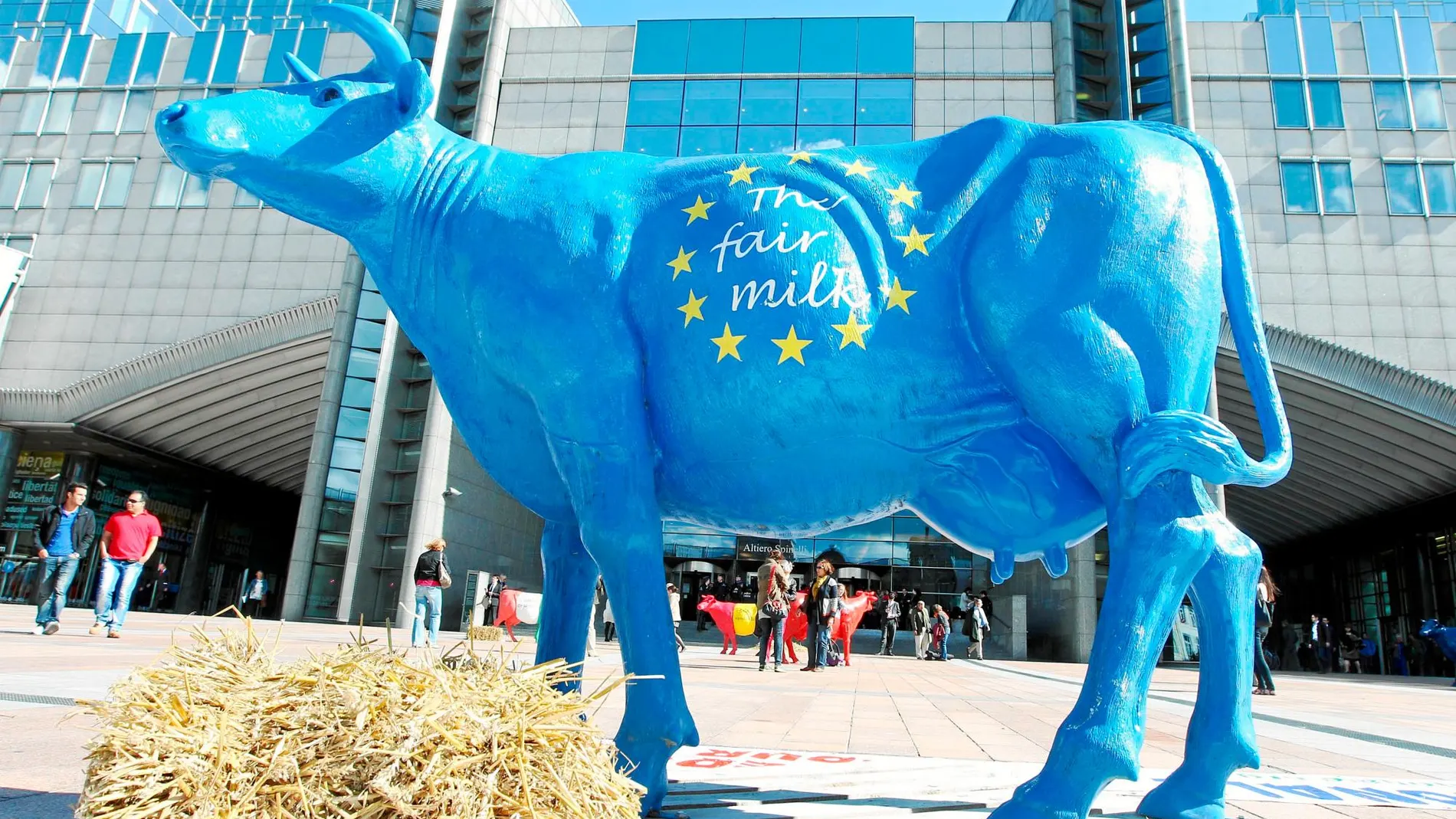 Protesta de ganaderos europeos a las puertas del Parlamento, en Bruselas / Ap