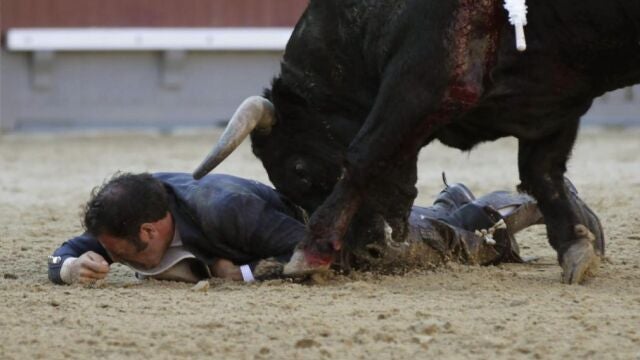 Álvaro Montes, en el momento de la cogida