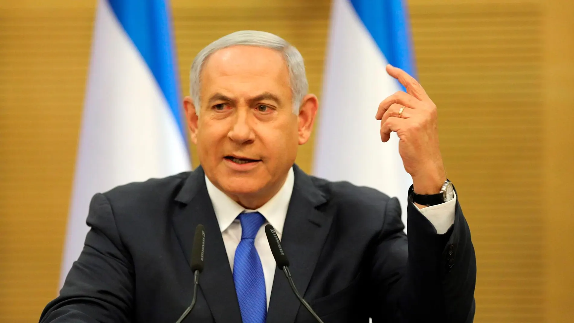Benjamin Netanyahu, primer ministro de Israel, en una rueda de prensa de ayer donde avanzó la convocatoria de nuevas elecciones parlamentarias