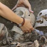 Exhumaciones en el parque de La Carcavilla, situado en pleno casco urbano de Palencia, de una fosa de represaliados.