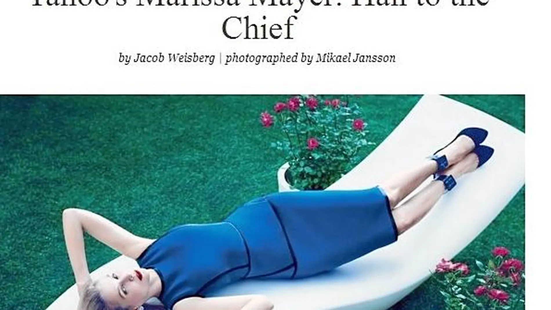 Marissa Mayer, presidenta de Yahoo, posando en la web de Vogue