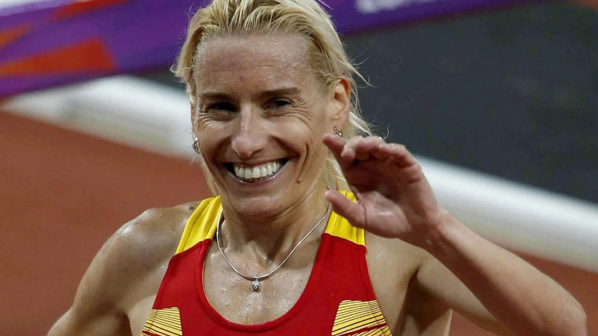 Marta Domínguez durante una final de los 3000 metros obstáculos