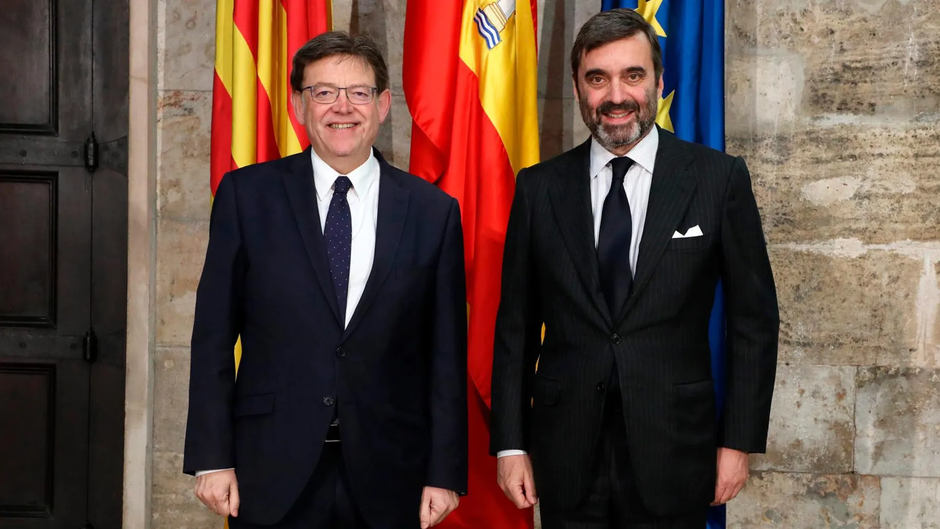 El presidente de la Generalitat, Ximo Puig, recibió en audiencia al embajador representante permanente de España ante la Unión Europea, Pablo García-Berdoy