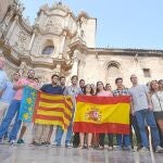 El presidente de Nuevas Generaciones de la Comunitat, Juan Carlos Caballero, a su llegada al centro de Valencia