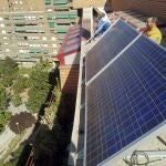 Paneles solares en una vivienda de Madrid