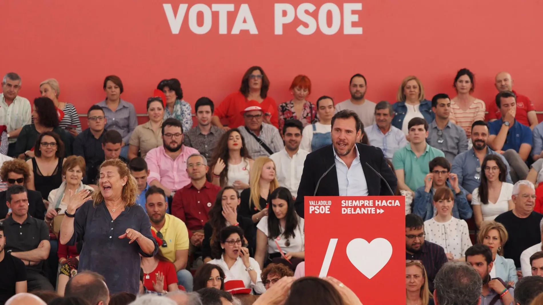 Óscar Puente, alcalde de Valladolid, en el acto de cierre de campaña de PSOE