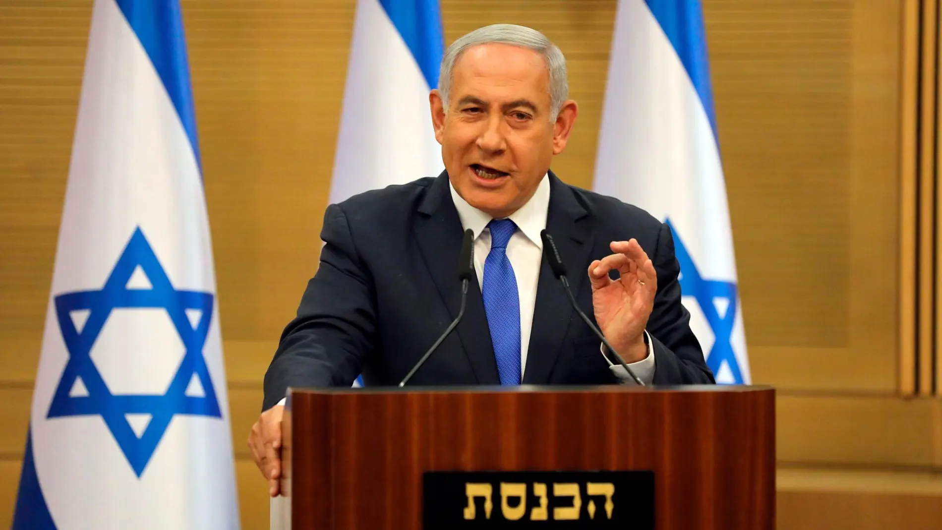 El primer ministro israelí, Benjamin Netanyahu, en una rueda de prensa en el parlamento, en Jerusalén, Israel, el pasado lunes