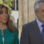 La presidenta de la Junta, Susana Díaz, junto al ex jefe del Ejecutivo andaluz, José Antonio Griñán