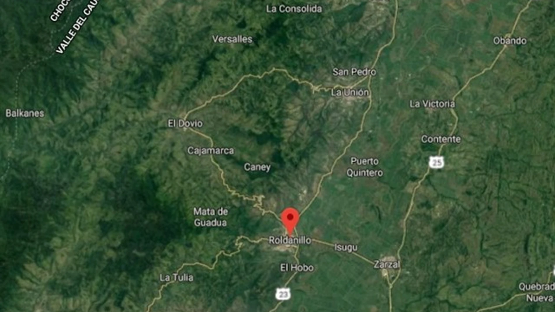 Los hechos se produjeron en uno de los establecimientos del empresario en el municipio de Roldanillo, en el Valle del Cauca de Colombia / Foto: Google Maps