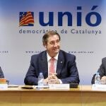 Unió celebró el comité de gobierno del partido sin Josep Antoni Duran Lleida, en la imagen, Joana Ortega, Josep Mª Pelegrí y Antoni Font