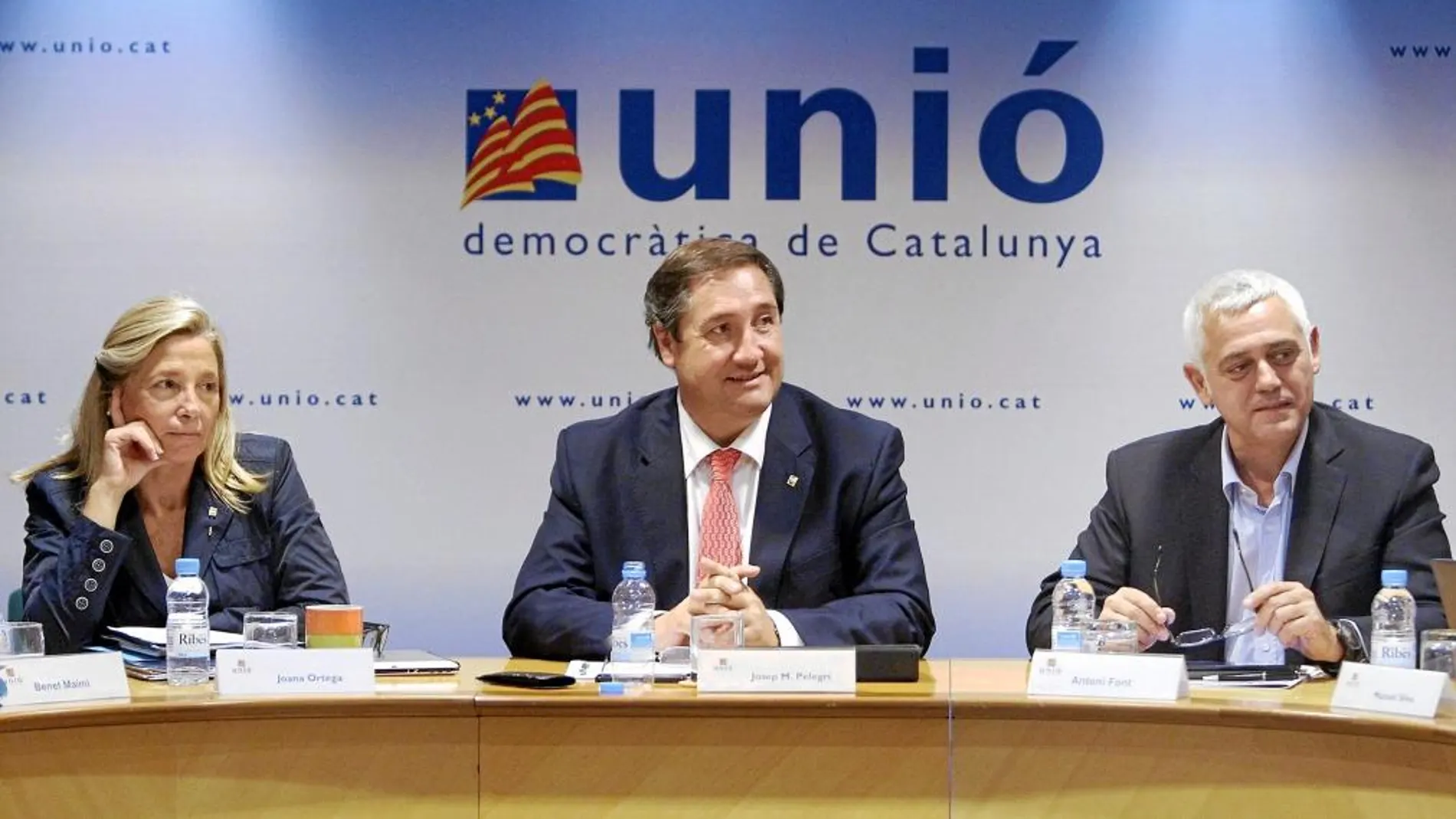 Unió celebró el comité de gobierno del partido sin Josep Antoni Duran Lleida, en la imagen, Joana Ortega, Josep Mª Pelegrí y Antoni Font