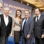 González Pons, Arenas, Cospedal, Zoido, Carlos Floriano y Juan José Matarí, ayer en Toledo