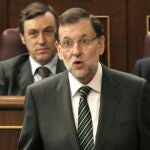 El presidente del Gobierno, Mariano Rajoy, durante una de sus intervenciones en la sesión del control al Gobierno