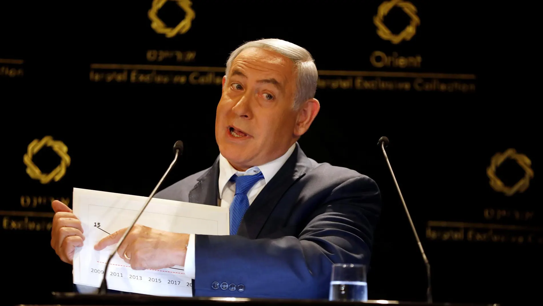 Benjamin Netanyahu durante una rueda de prensa/ AP