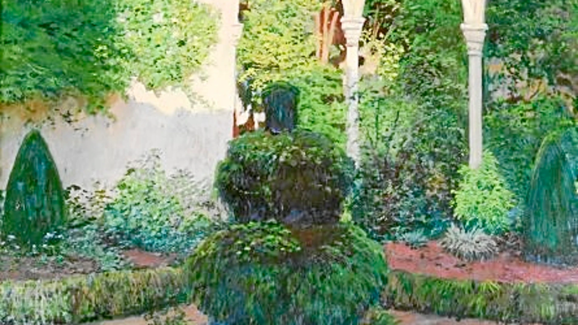Uno de los jardines de Rusiñol en la exposición.