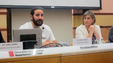 El jugador de baloncesto Ricky Rubio y la consellera de Salud, Alba Vergés, presentaron la iniciativa
