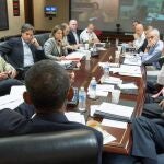 Obama con su equipo de asesores en materia de seguridad el pasado 31 de diciembre en la Situation room, en la Casa Blanca, para analizar la posibilidad de un ataque sobre Siria
