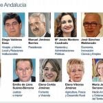Combo de fotografías facilitado por la Junta de Andalucía del nuevo Gobierno autonómico, presidido por Susana Díaz Pacheco