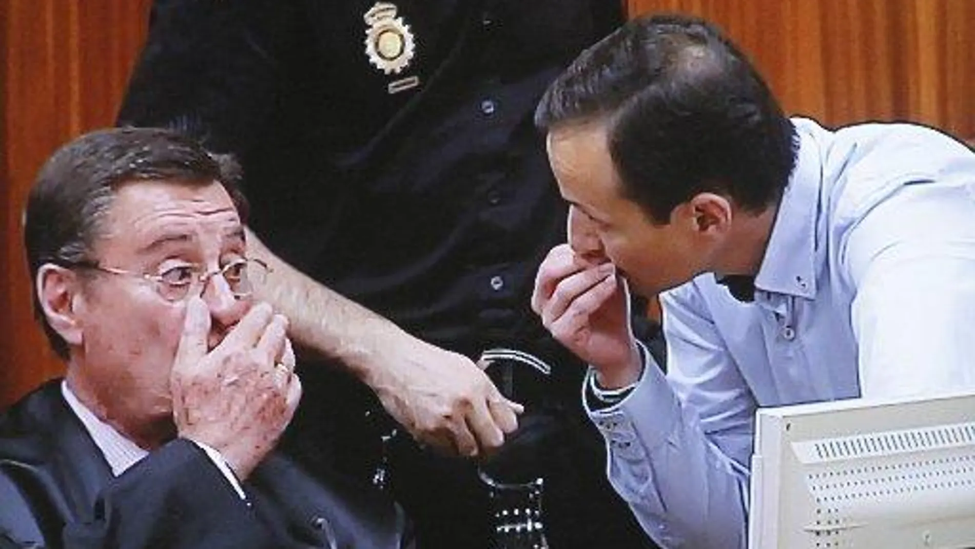 Imagen tomada de la pantalla de TV de la sala de prensa de la Audiencia Provincial de Córdoba, durante la última sesión de juicio a José Bretón