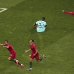 Guedes celebra el gol que dio a Portugal la victoria en la Liga de Naciones