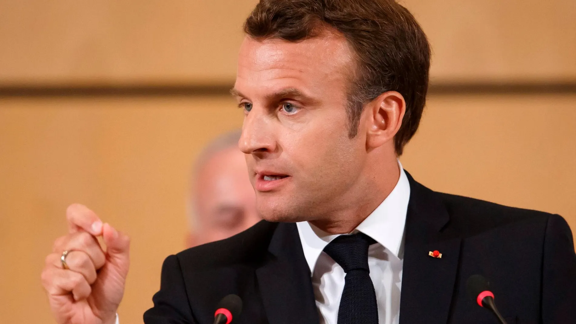 El presidente francés, Emmanuel Macron, interviene este martes en la 108º conferencia anual de la Organización Internacional del Trabajo