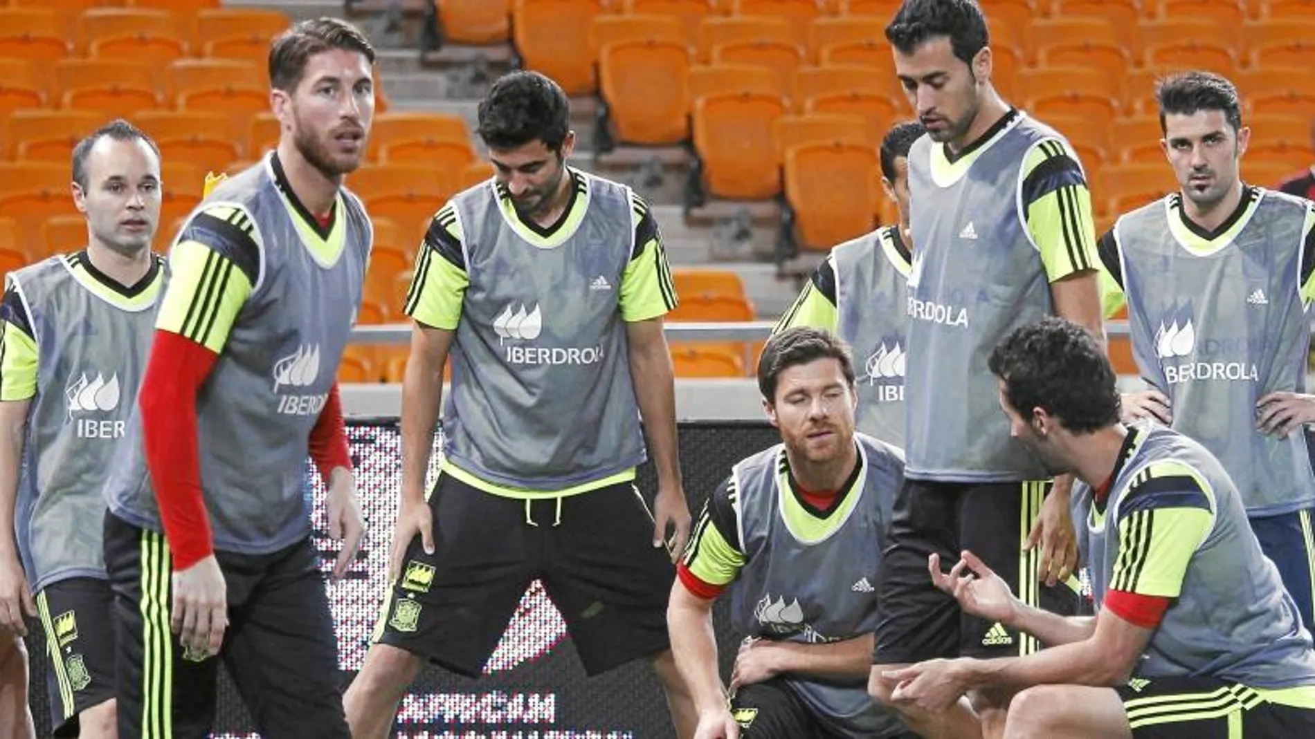 La plantilla española durante el entrenamiento en Johannesburgo