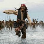 Johnny Depp, en una escena de "Piratas del Caribe".