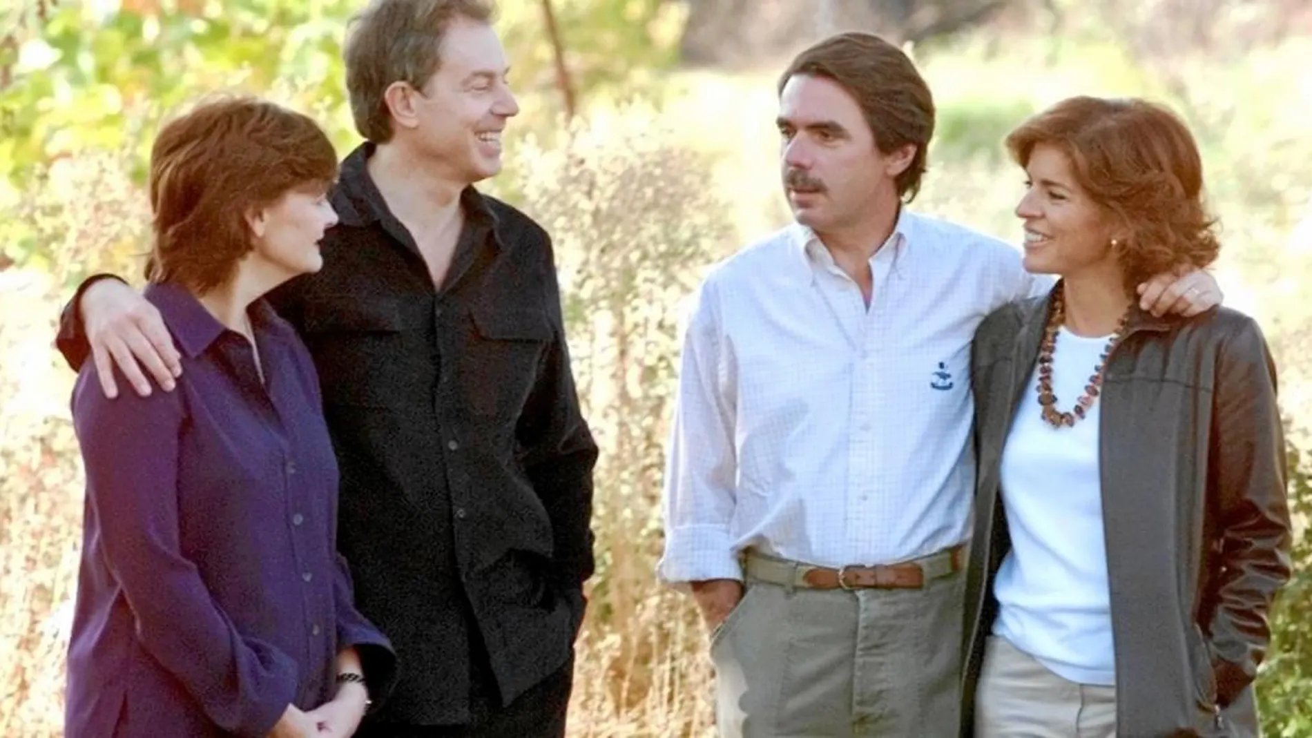 José María Aznar y Ana Botella se reunieron con el entonces primer ministro británico, Tony Blair, y su esposa en Toledo en octubre de 2000