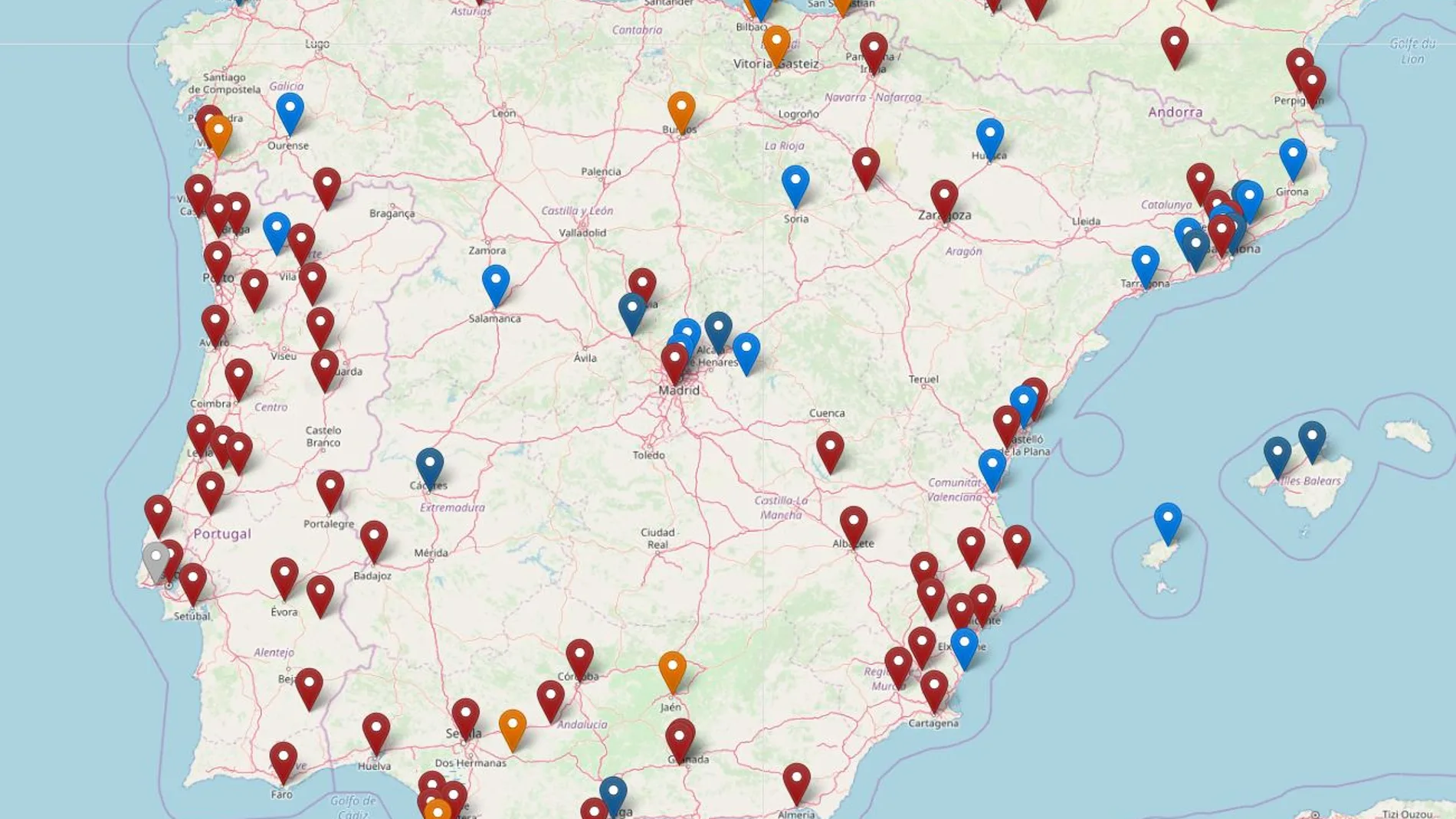 Mapa de las manifestaciones por el cambio climático