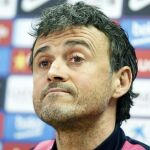 El entrenador del FC Barcelona, Luis Enrique Martínez, durante la rueda de prensa que ha ofrecido esta tarde