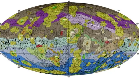 Este mapa de Vesta, en alta resolución, fue confeccionado a partir de datos que aportó la nave espacial Dawn (Amanecer, en idioma español)