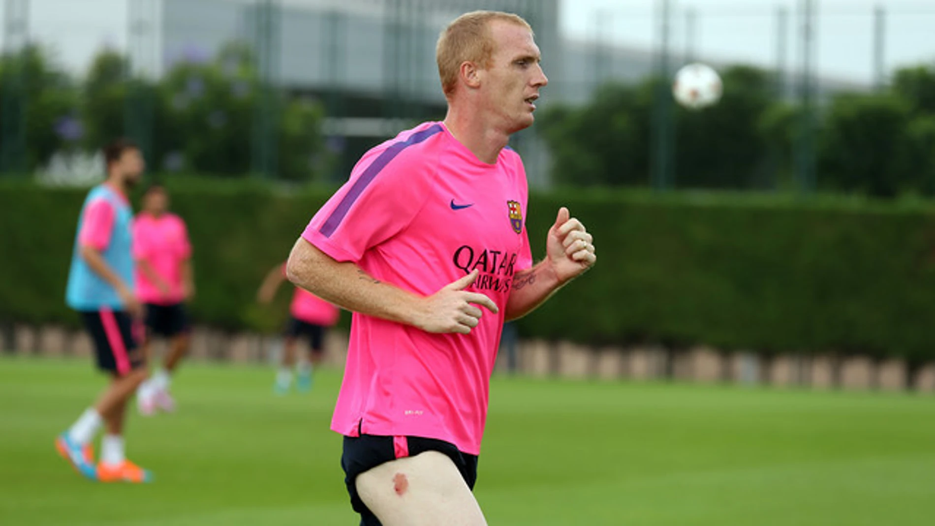 Mathieu, en un entrenamiento del Barcelona