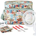 Bolsa de Picnic 'Waterfront' de Cath Kidston. Con servicios para cuatro personas. Es aislante para el frío. 78 €. (+7€. Gastos de envío a España).