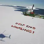 Acción de protesta en la Antártida contra la pesca de ballenas